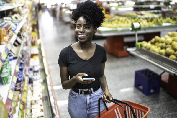 Lady grocery shopping